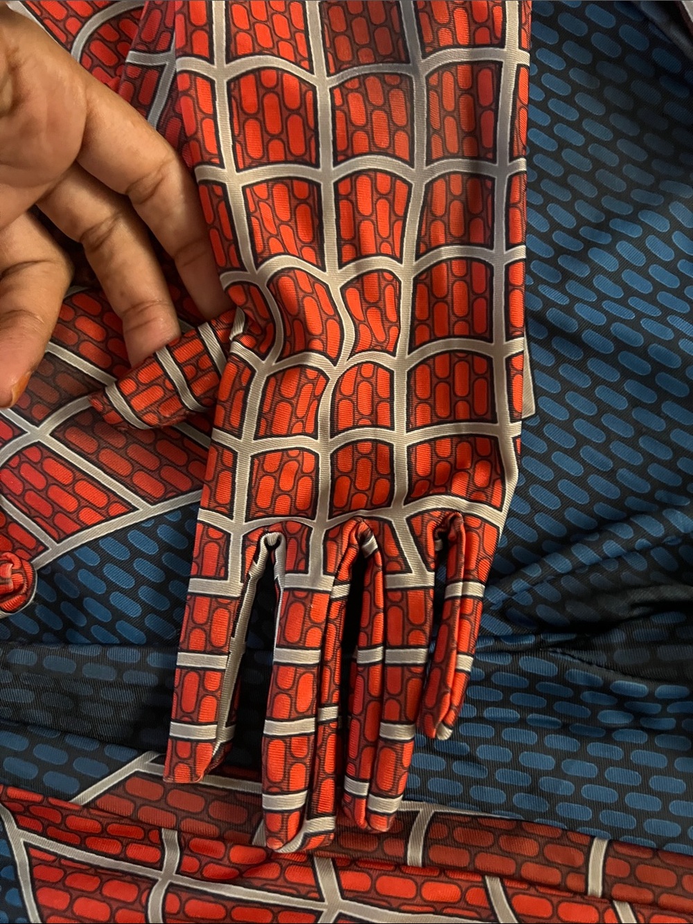 I Mens Spider-Inspired Red & Blue Face Mask Costume Set Spider-Man large - Picture 12 of 15
